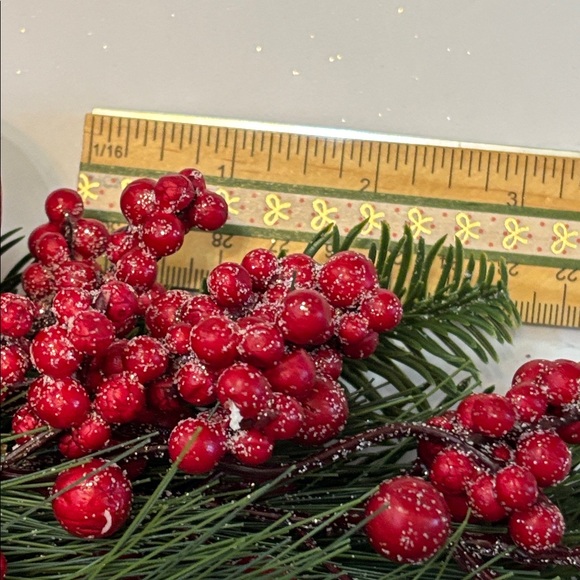 Festive Red & Gold Christmas Pick - Holiday Pine, Berries & Ornaments 7 - Picture 12 of 15